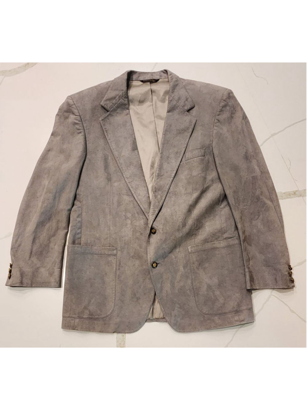 Men’s St. Simons Gray Suede Blazer Jacket Size L XL 42-44 USA Sport Coat